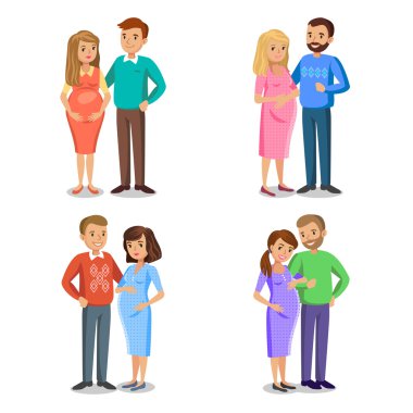 Aşk, bekleyen ebeveynler, hamile kadın tipik aile seti