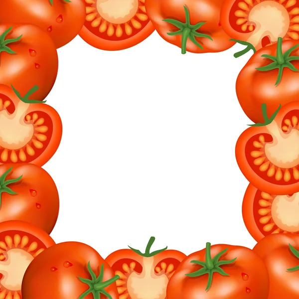 Frame of tomatoes. Natural bio vegetable, healthy organic food. — Stock Vector