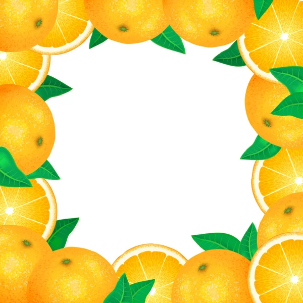 Marco de naranjas frescas. Frutas bio natural, alimentos orgánicos sanos — Archivo Imágenes Vectoriales