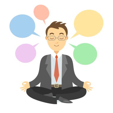 Meditasyon sırasında düşünme iş adamı. Yoga yaparken işadamı