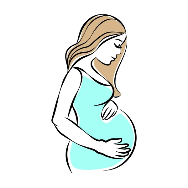 Mulher grávida silhueta estilizada, ícone do cuidado da mãe . — Vetor de Stock