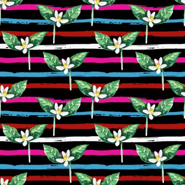 Modern tarzda suluboya çiçek seamless modeli.