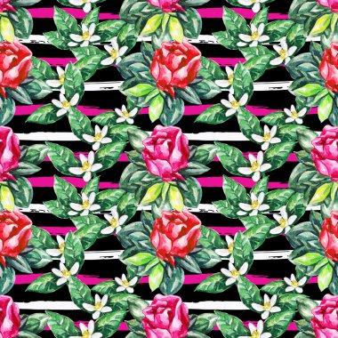 Modern tarzda suluboya çiçek seamless modeli. 