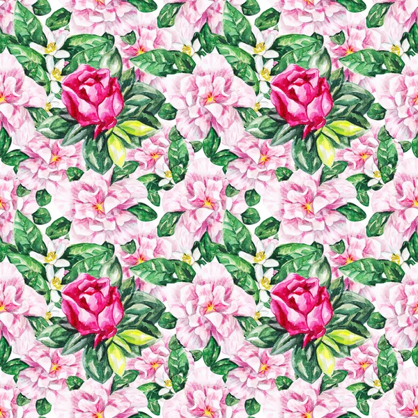 수채화 꽃 원활한 패턴입니다. 수채화 꽃 폰 — 스톡 사진