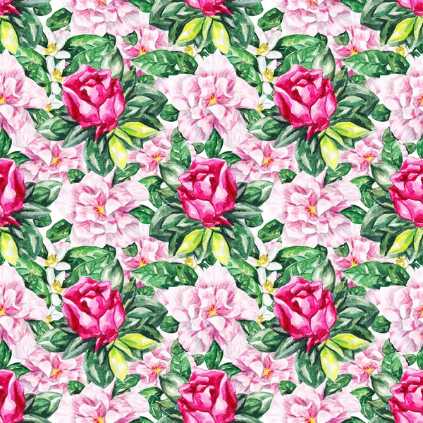 수채화 꽃 원활한 패턴입니다. 수채화 꽃 폰 — 스톡 사진