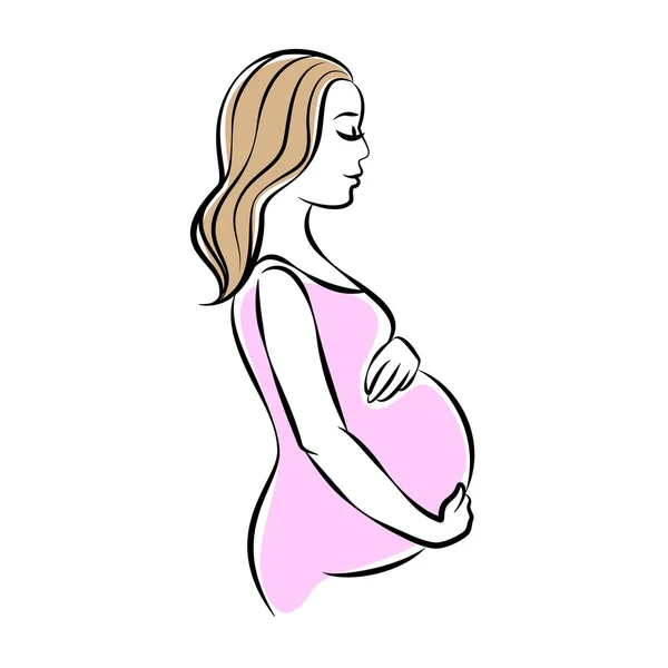 Pregnant woman stylized silhouette, mother care icon. Vector — Stock Vector