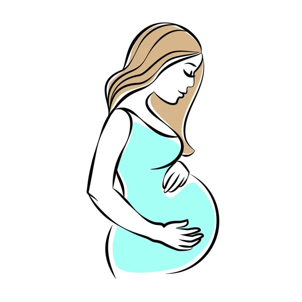 Pregnant woman stylized silhouette, mother care icon. Vector — Stock Vector