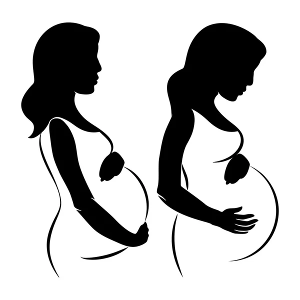 Pregnant woman stylized silhouette, mother care icon. Vector - Stok Vektor