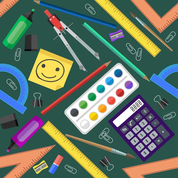 Naadloze patroon voor school tools. Vectorillustratie. — Stockvector