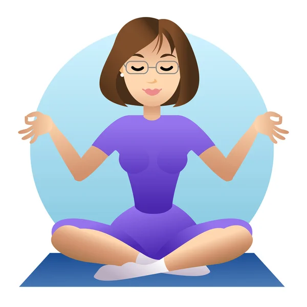 Femme faisant yoga méditation. Fille faisant la relaxation. Vector — Image vectorielle