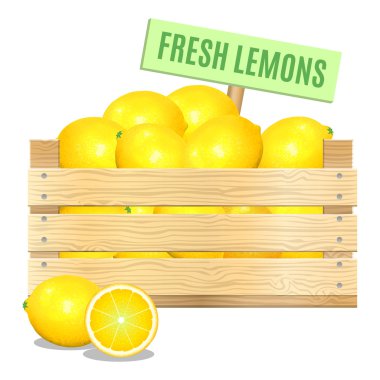 Taze limon beyaz bir arka plan üzerinde mezarda. Vektör simgesi.