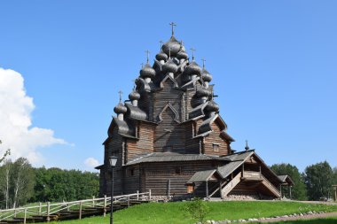 Tahta kilise (Pokrovskaya Kilisesi), St. Petersburg, Rusya.