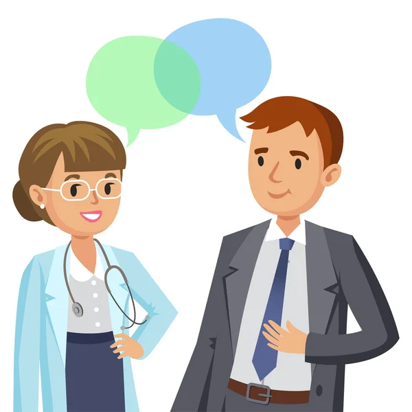 Doctor and patient. Man talking to physician. Vector — Stock Vector