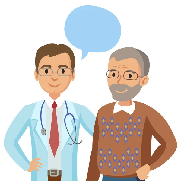 Doctor and senior patient. Man talking to physician. Vector — Stock Vector