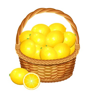 Limon meyve sepeti. Vektör çizim.