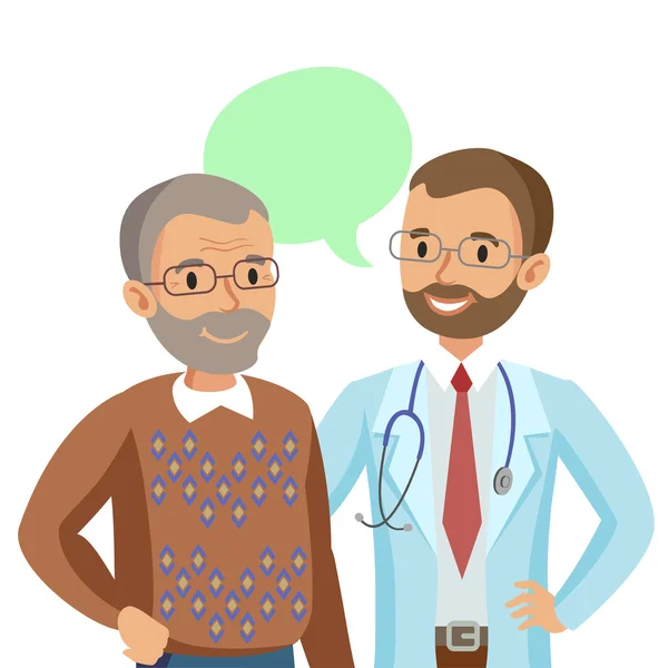 Doctor and senior patient. Man talking to physician. Vector — Stock Vector