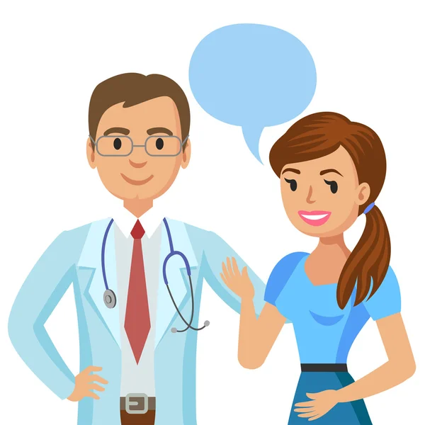 Doctor and patient. Woman talking to physician. Vector — Stock Vector