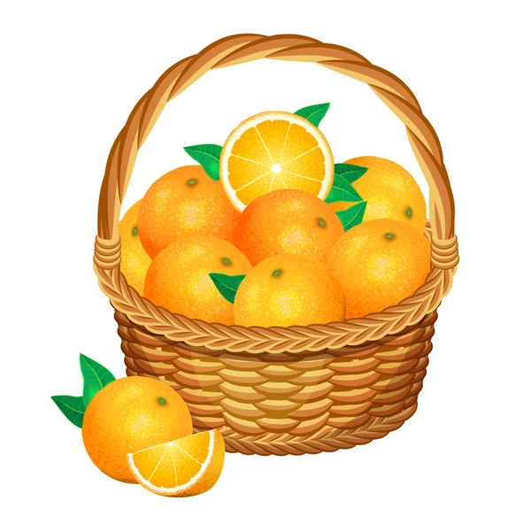 Kosz z owocami pomarańczy. Ilustracja wektorowa. — Wektor stockowy