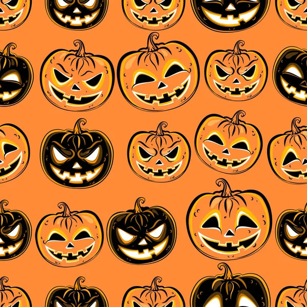 Naadloze patroon met een pompoen. Halloween Party ontwerpsjabloon — Stockvector