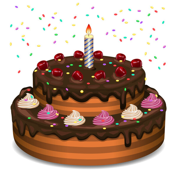 День рождения торт на белом фоне. Векторные иллюстрации.
