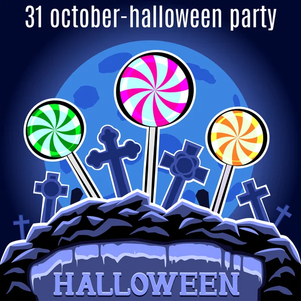 Halloween Party ontwerpsjabloon voor poster. Snoep op de cemeter — Stockfoto