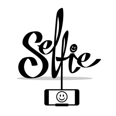 Taking Selfie Photo on Smart Phone concept illustration.