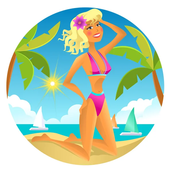 Blonde on the beach illustration. — 스톡 사진