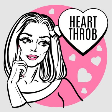 Pop art kadın konuşma balonu aşık çizimi.