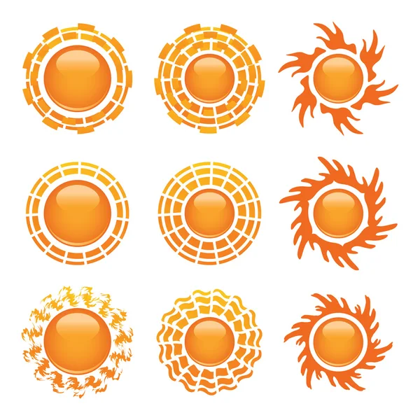 Sun icon set on white background. — Stock Vector