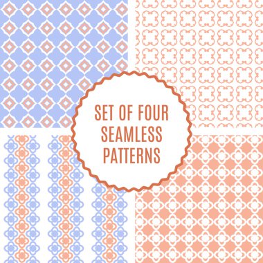 Dört şirin desen vektör seti. Sorunsuz doku kağıt için