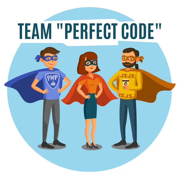 Programadores, desarrolladores, procesan de codificación, trabajo en equipo. — Vector de stock