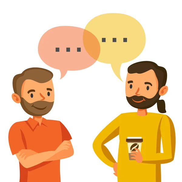 Dois homens conversa, discussão, troca de idéias, trabalho em equipe — Vetor de Stock