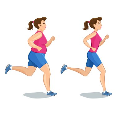 Sportif koşu kadın, önce ve sonra kaybı Ağırlık kardiyo