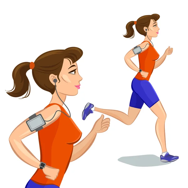 Mladý běhání žena, ztráta hmotnosti cardio trénink — Stockový vektor