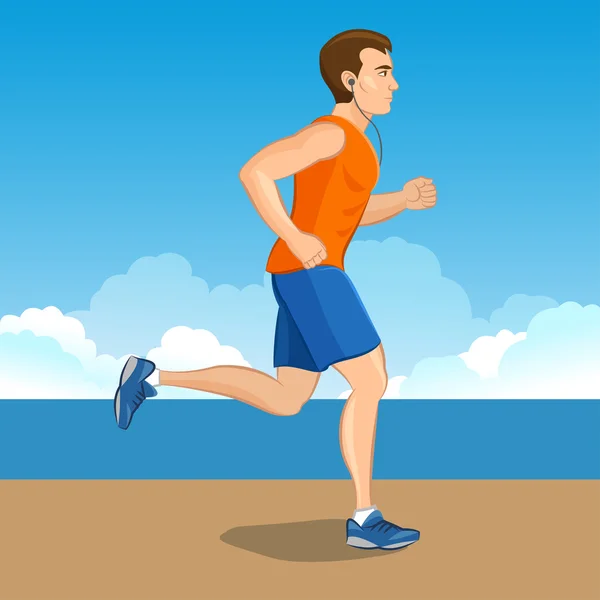 Illustration of a cartoon man jogging, weight loss concept — Stock Vector