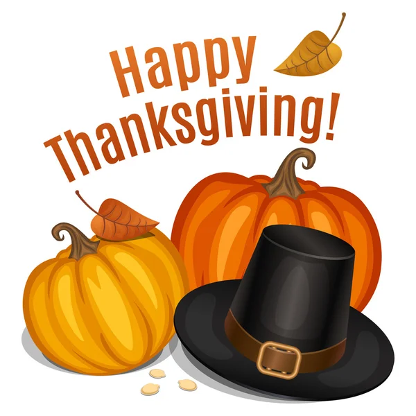 Glad Thanksgiving kort, affisch, bakgrund med piligrim hatt och — Stockfoto
