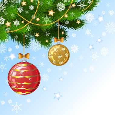 Noel süslemeleri dallarda köknar