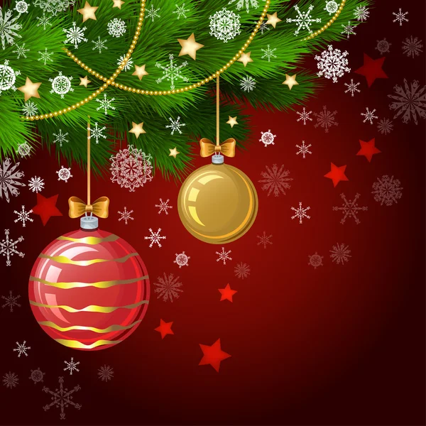 Dekoracje świąteczne na gałęziach jodły — Wektor stockowy