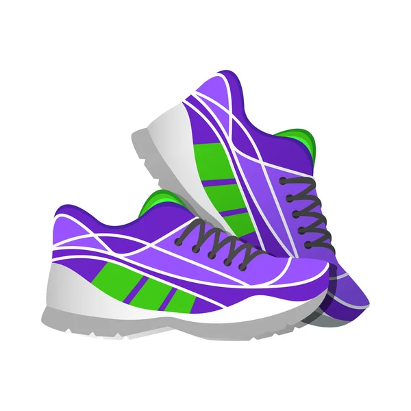 Violet sport sneakers, modern illustrations in flat style. — Stock Vector