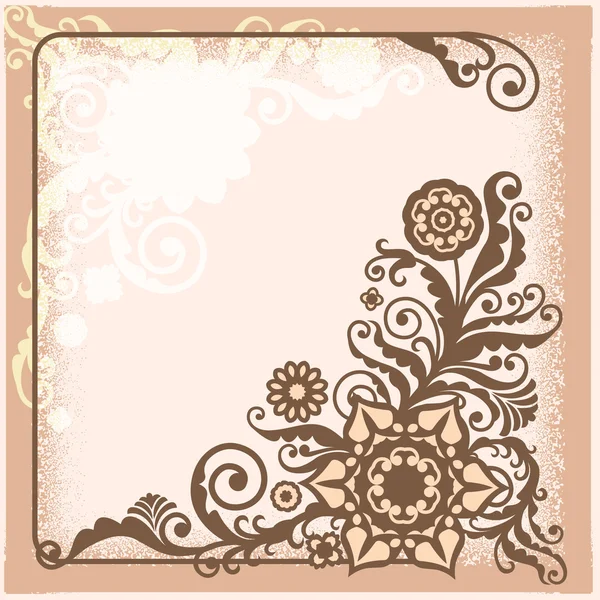 Vintage vector frame with floral elements, card design — Stock Vector