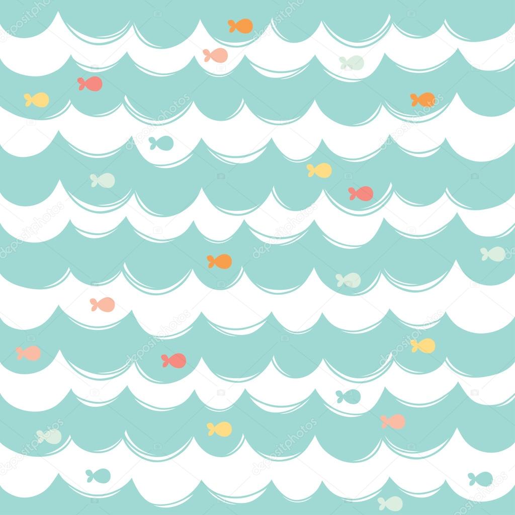 Simple vector background. Seamless pattern with sea waves and ...