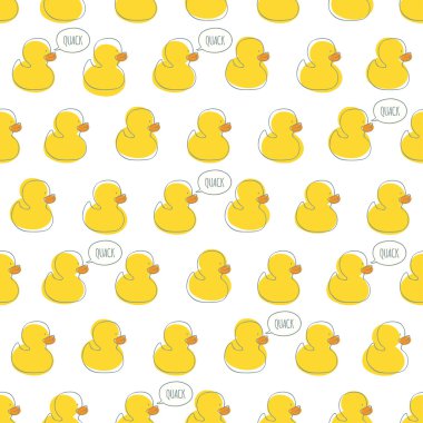 Seamless vector pattern with yellow baby ducks. clipart