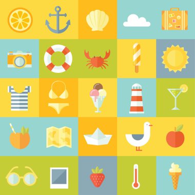 Tatil modern tarzı düz tasarım kümesi seyahat. 