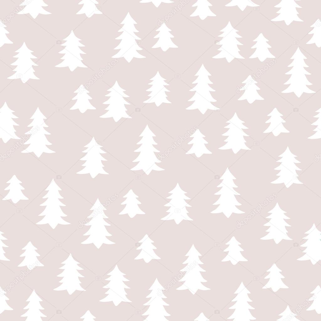Seamless minimal vector pattern with white winter trees. For cards, invitations, wedding or albums, backgrounds and scrapbooks.