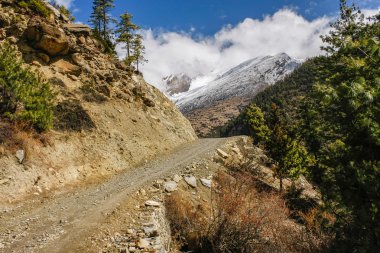 Güneşli bir gün, güzel dağ manzarası ile arka plan kara