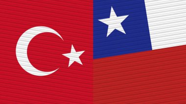 Şili ve Türkiye Bayrakları Kumaş Doku İllüstrasyonunda Birleşti