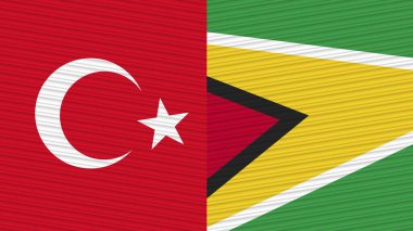 Guyana ve Türkiye Birlikte Bayraklar Kumaş Doku İllüstrasyonu
