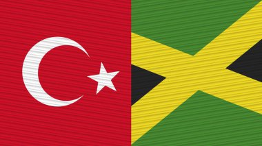 Jamaika ve Türkiye Birlikte Bayraklar Kumaş Doku İllüstrasyonu