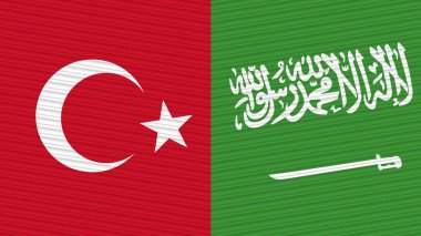 Suudi Arabistan ve Türkiye, Kumaş Doku İllüstrasyonunda Birlikte Bayraklar
