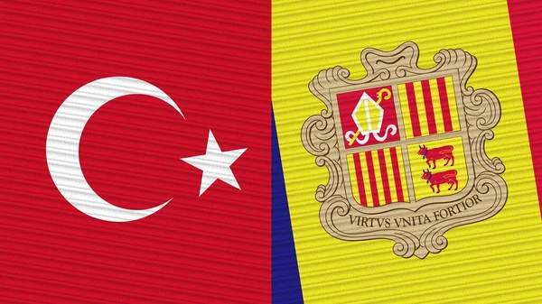 Andorra Törökország Zászlók Együtt Szövet Textúra Illusztráció — Stock Fotó